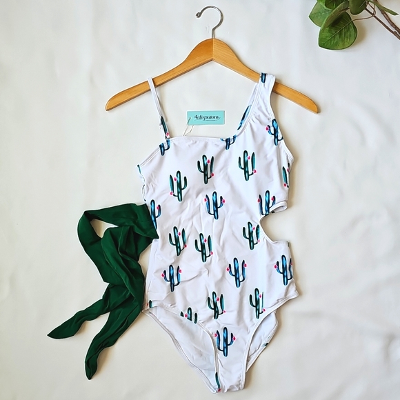 Gorgeous Cactus Print One Piece Swimsuit Bathing Suit Size S - Picture 2 of 15